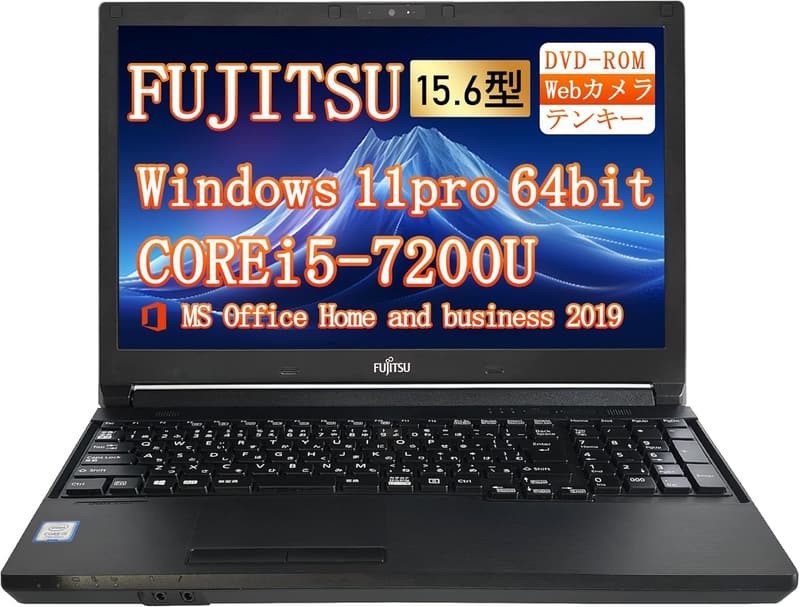 富士通 LIFEBOOK A577 15.6型 ノートパソコン 第7世代Core i5/Windows11 Pro/MS Office2019/メモリ8GB SSD512GB/ブラック