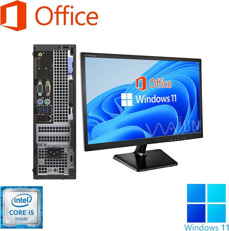 整備済み デル 24型液晶セット デスクトップPC 第6世代 i5 8GB 512GB SSD Win11 Pro MS Office H&B 2019