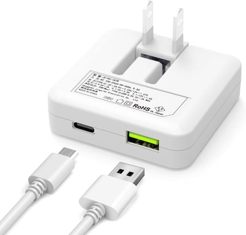USB-C & USB-A対応 20W急速充電器 折畳式コンパクト ACアダプター PSE認証 iPhone15/iPad/Android対応