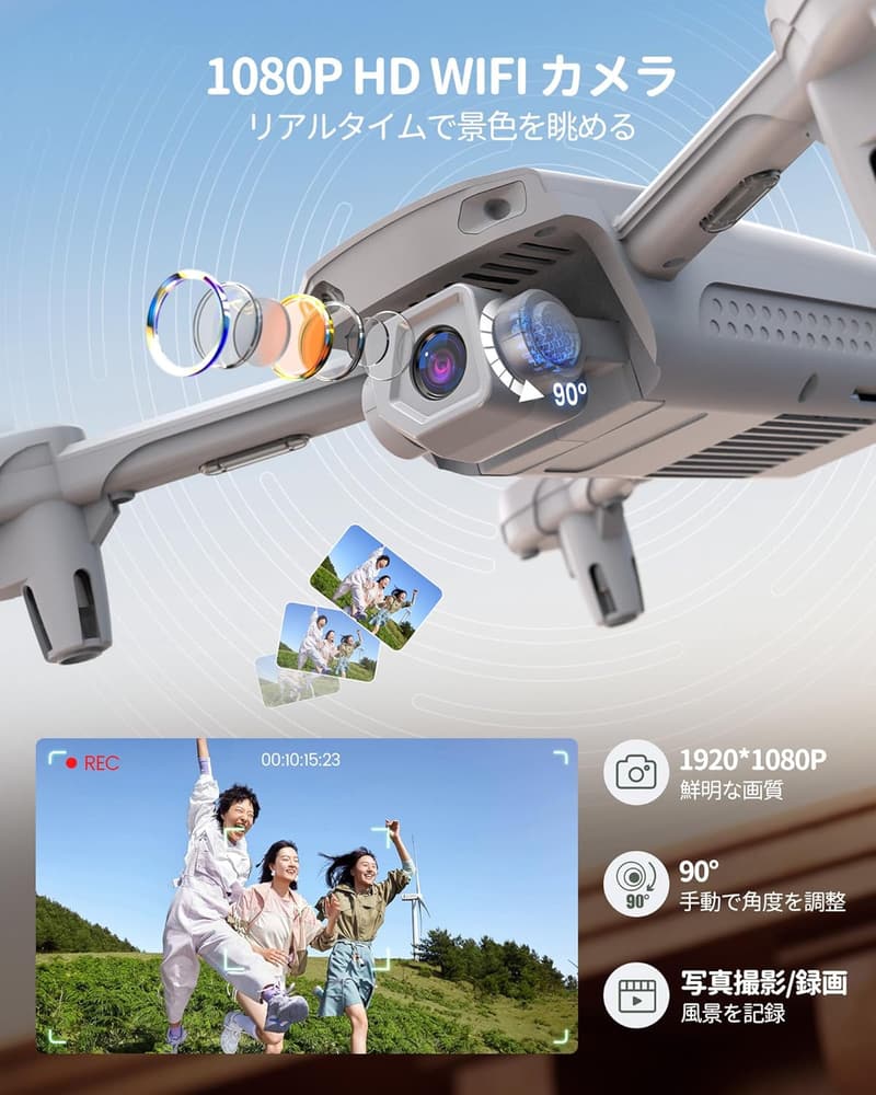 誕生日ギフト 小型GPSドローン 1080Pカメラ＆収納ケース付き HS155