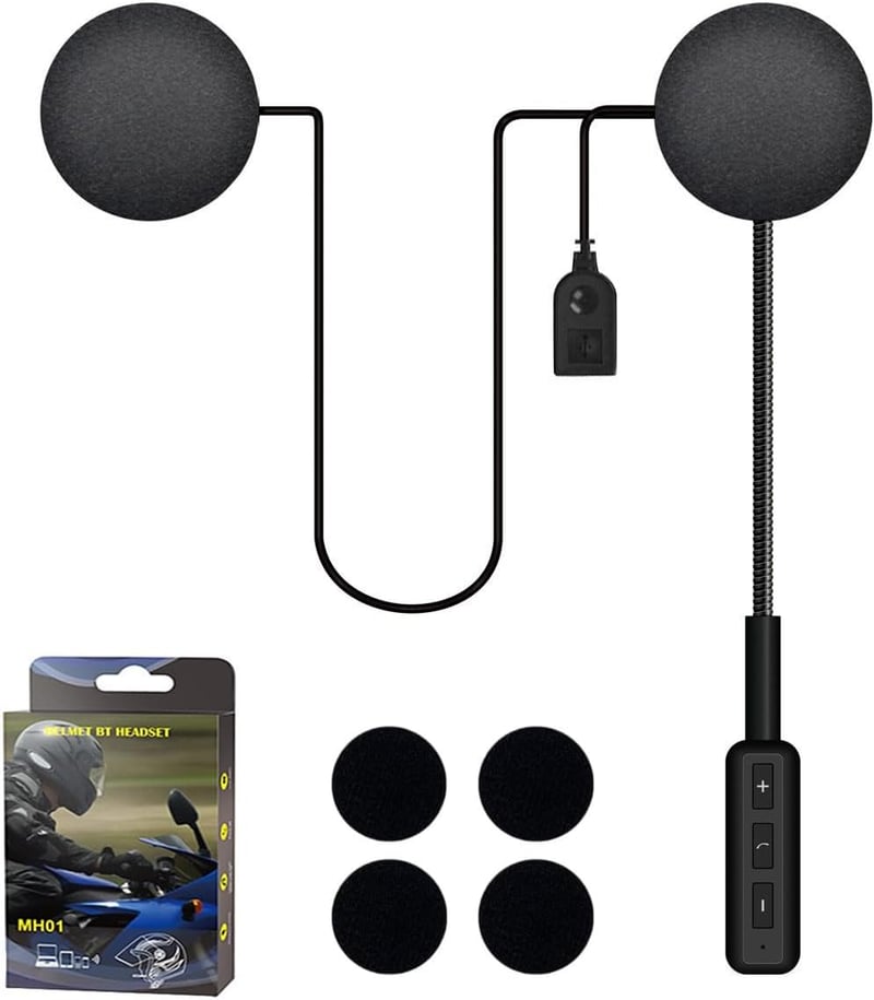 オートバイ用 Bluetooth 5.0 ヘルメットインカム - 簡単取り付け・ハンズフリー通話・クリア音質