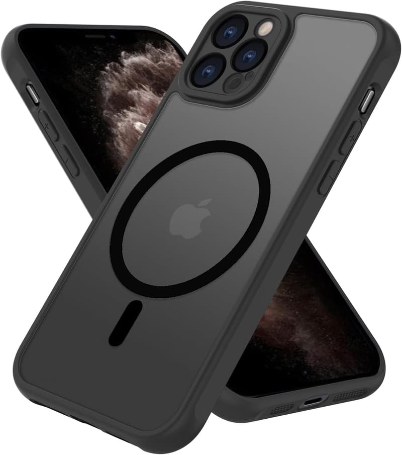 iPhone 11 Pro用マグセーフ対応半透明ケース 耐衝撃 マット仕上げ ブラック