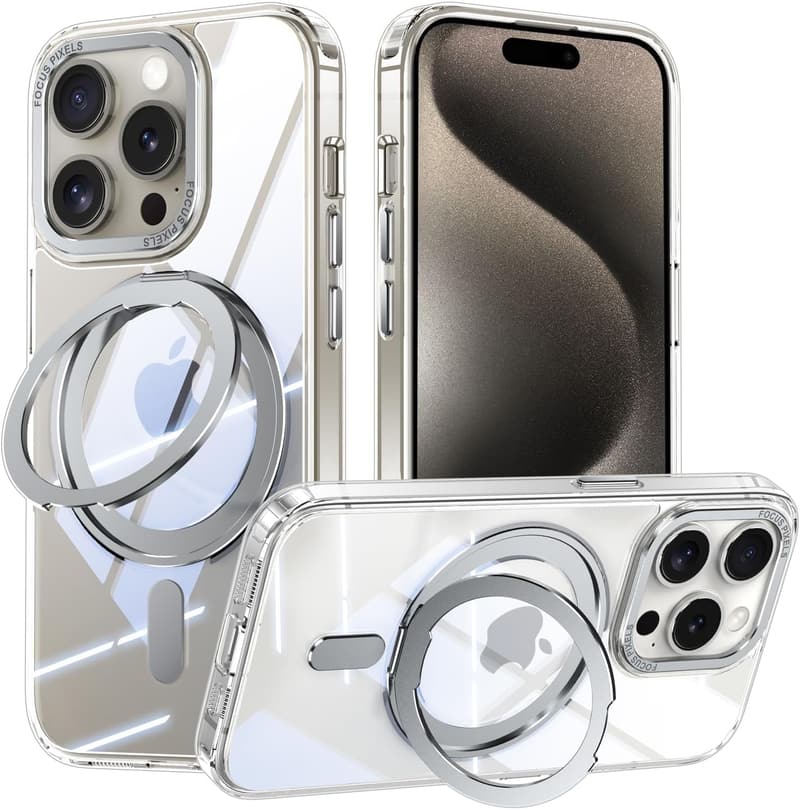 iPhone 11 Pro対応 透明 Magsafe対応ケース 360°回転スタンド付き