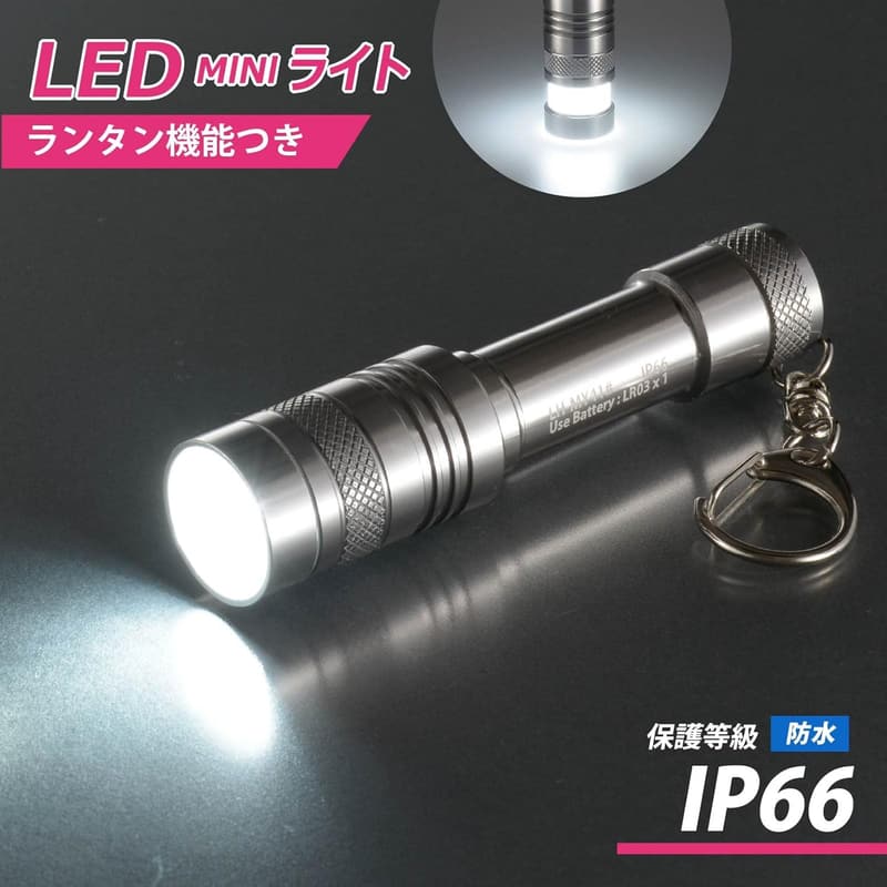 LED防水ミニ懐中電灯 シルバー オーム電機 LH-MY41-S2