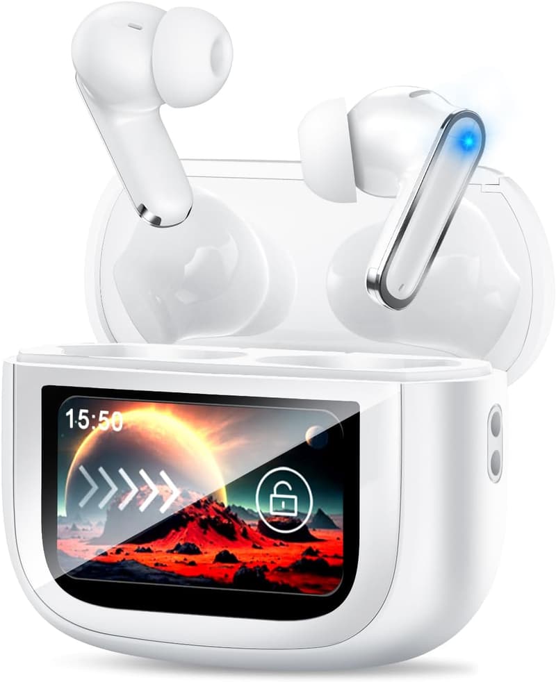 Bluetooth 6.0 ワイヤレスイヤホン - ANC&ENCノイズキャンセリング、最大50時間再生、IPX7防水、タッチスクリーン搭載