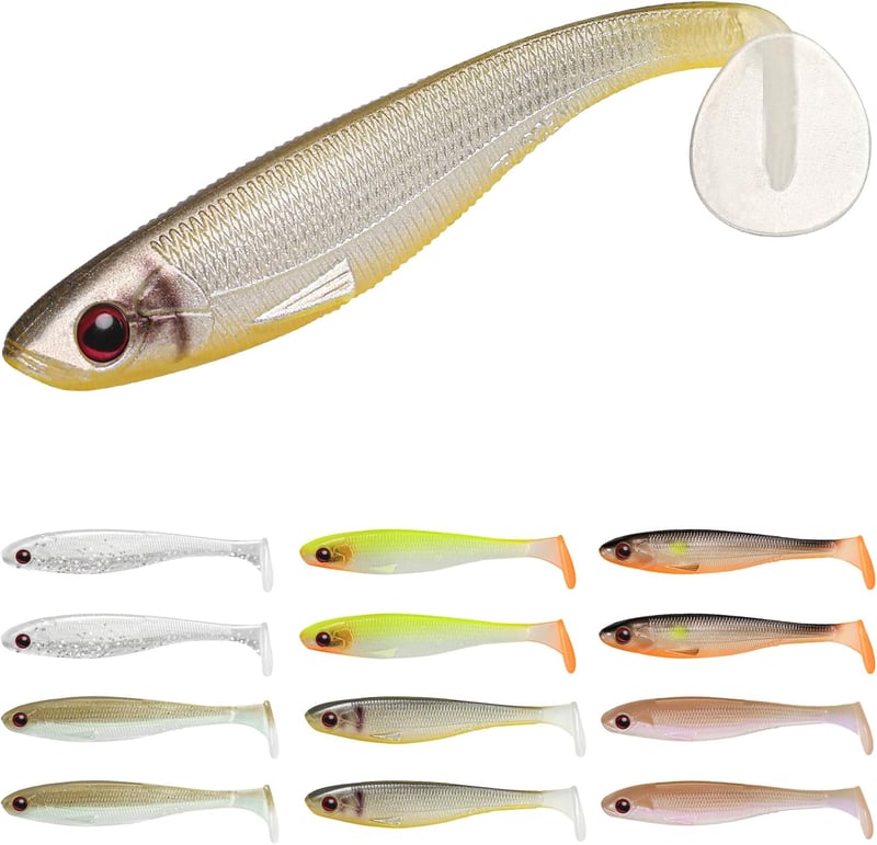 ソルトウォーター対応ソフトルアー トラウト・バス・シーバス用 ワームシャッドテール 12/20pcs 7.5-13cm