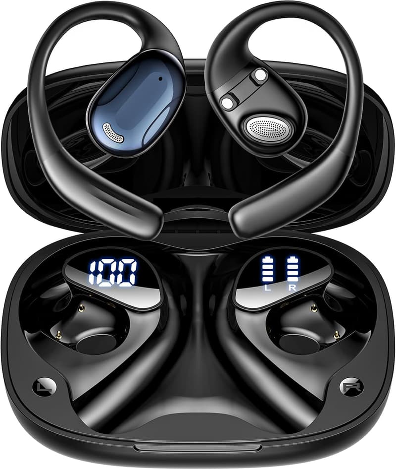 最大100時間再生 骨伝導 Bluetooth5.4 ワイヤレスイヤホン（ブラック）