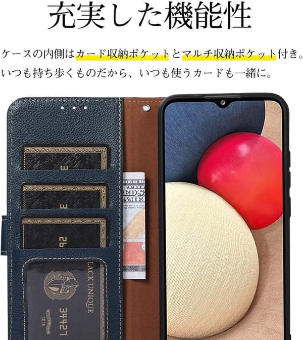 Zenfone 11 Ultra ケース 手帳型 高級PUレザー ストラップ付き RFIDブロッキング カード収納 横置きスタンド機能 ブルー