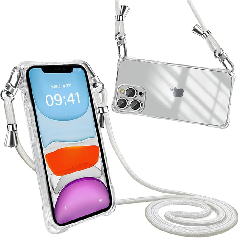 iPhone11 Pro ケース ショルダータイプ クリア 軽量 耐衝撃 全面保護 ワイヤレス充電対応(グレー)