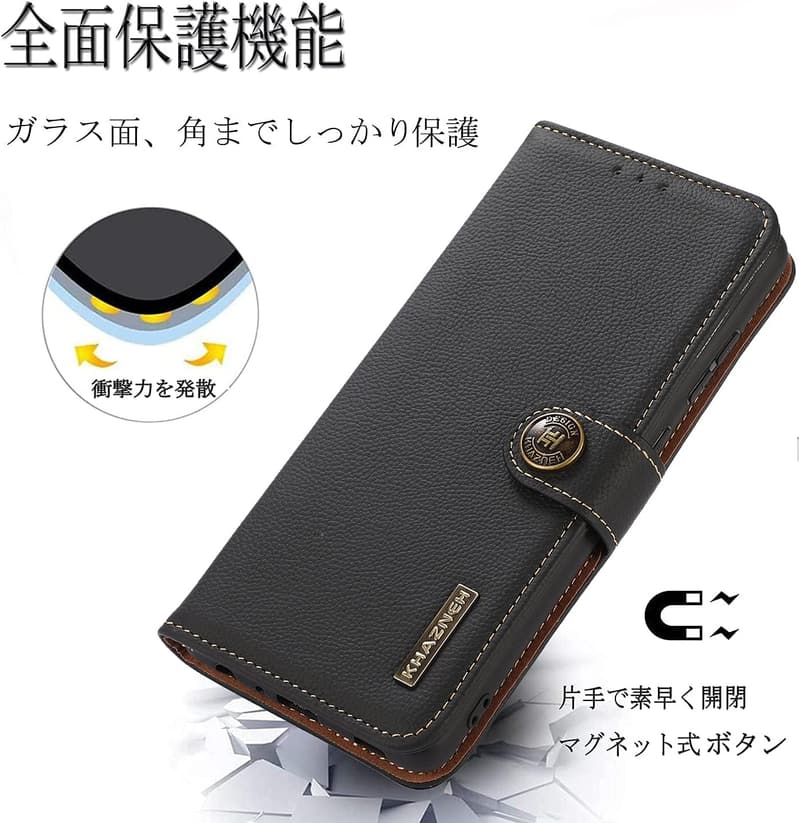 zenfone 11 ultra 本革手帳型ケース 高級シュリンクカーフレザー カード収納大容量 スピーカーホール付き ブラック