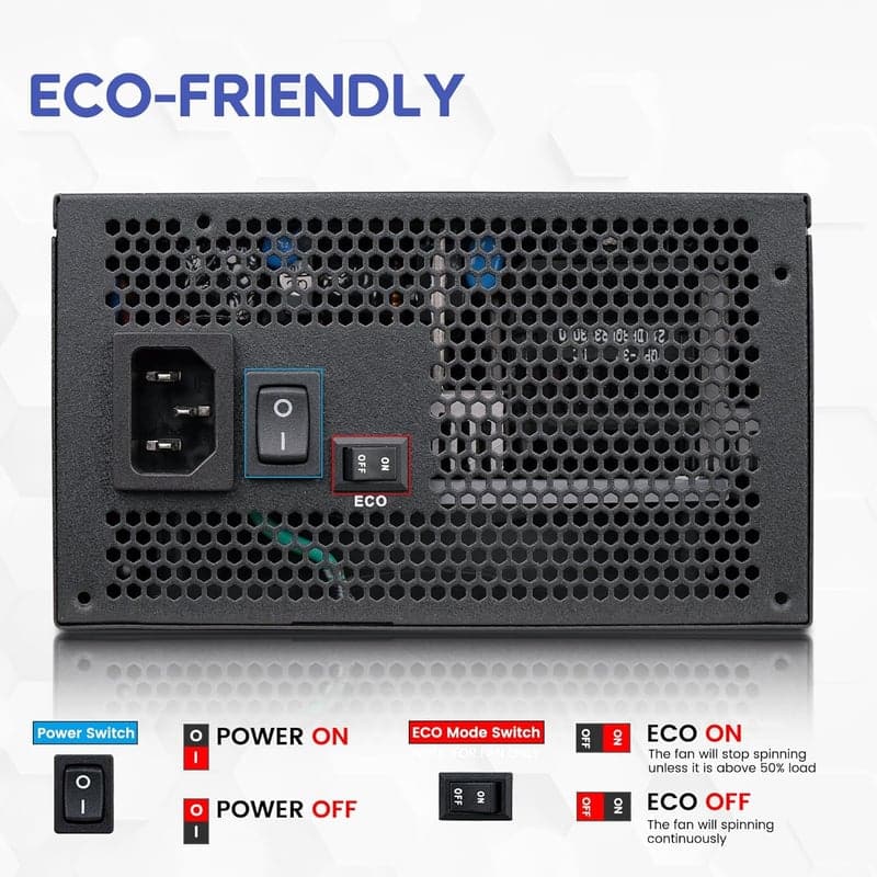 Vetroo 1000W ATX 3.0電源 - 80 Plus Goldフルモジュラー, コンパクト, ゲーミングPC対応