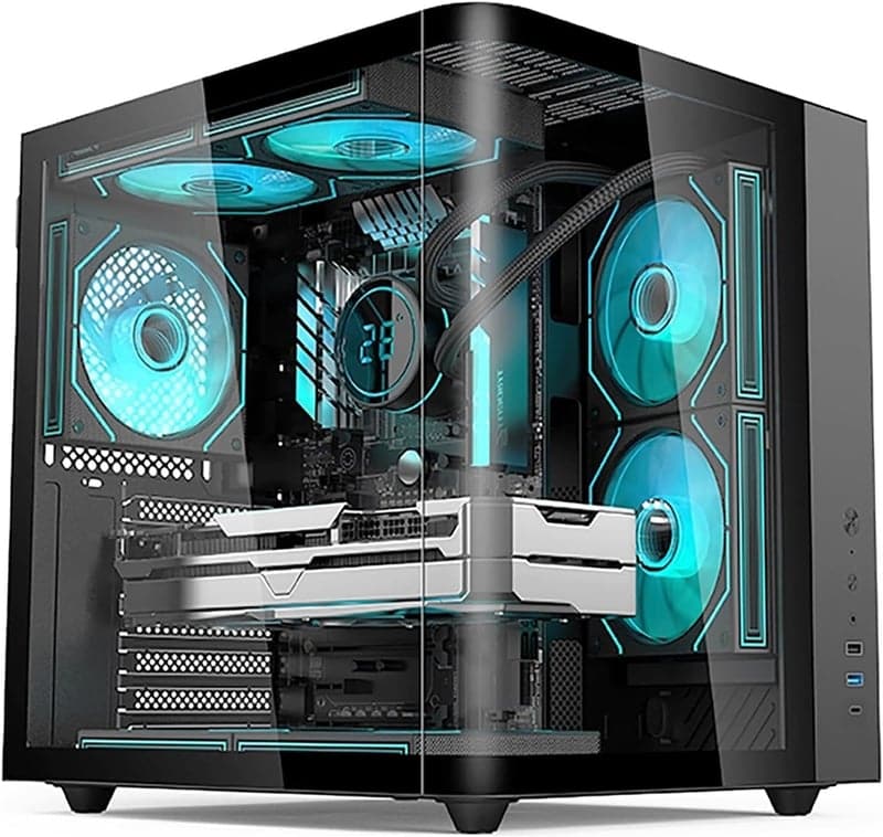 ミドルタワーPCケース 静音&高冷却 曲面強化ガラス ブラック ATX対応