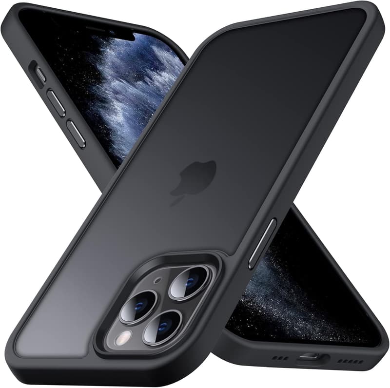 iPhone 11 Pro 用 半透明耐衝撃ケース - 米軍MIL規格・指紋防止・ワイヤレス充電対応 ブラック