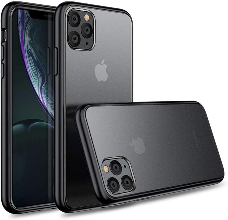 iPhone 11 Pro ケース 耐衝撃 マット加工 半透明 ブラック