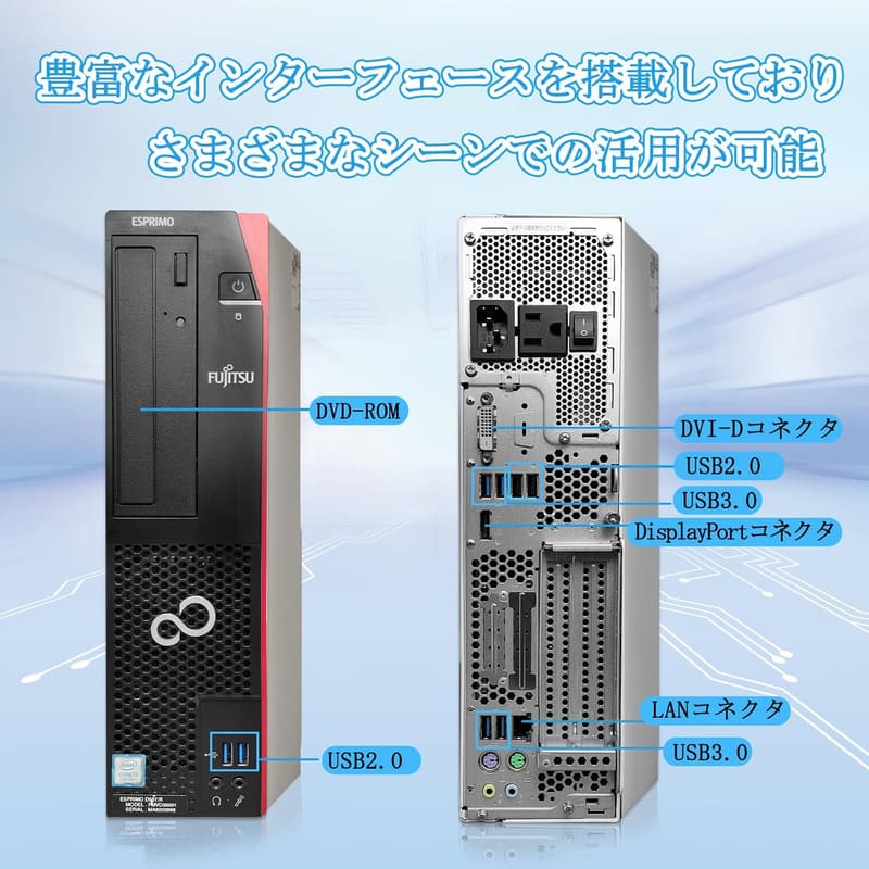 富士通 ESPRIMO D588 デスクトップパソコン 第8世代 Core i5-8500/Windows11 Pro/MS Office 2019搭載/16GBメモリ/1TB SSD