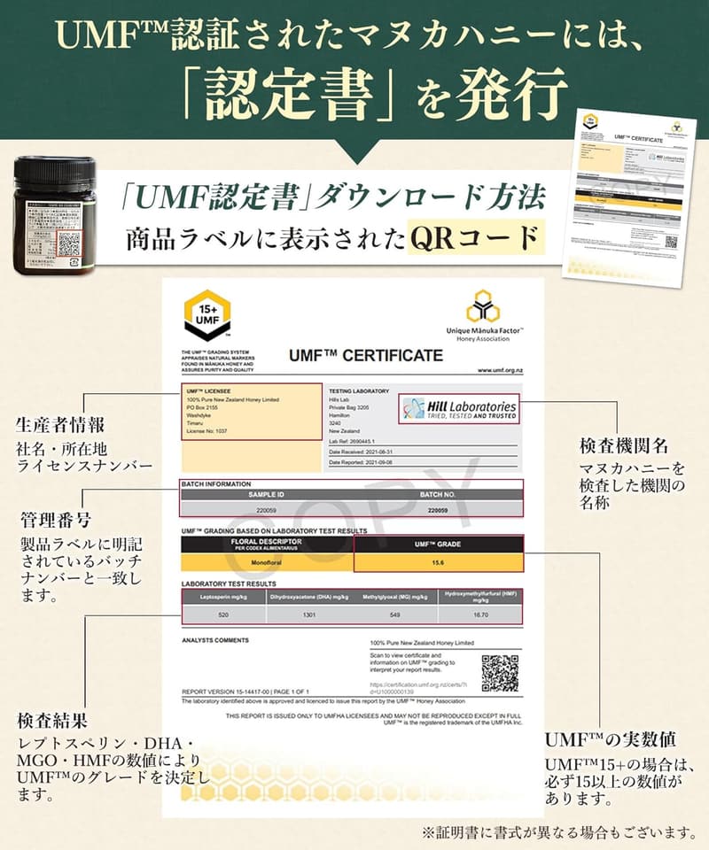 プレミアムUMF20+マヌカハニー250g - ニュージーランド産100%純粋ハニー