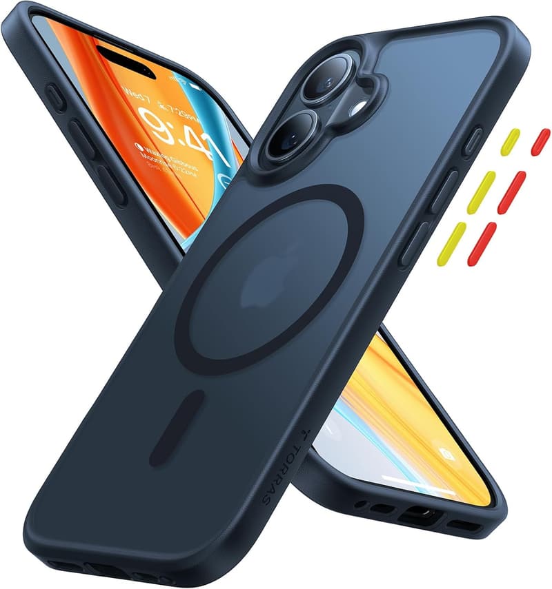 iPhone 16用マグネット搭載耐衝撃ケース【米軍保護工学・黄変防止】ブラック 6.1インチ