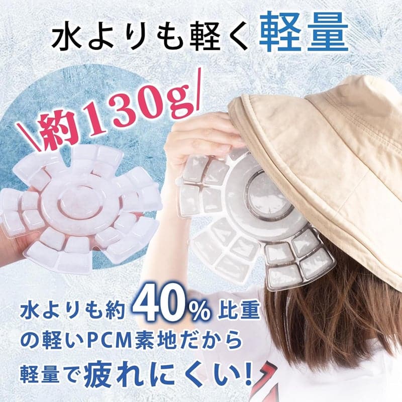【熱中症対策】超軽量130g 保冷帽子 接触冷感 キッズ・大人用 男女兼用 (ホワイト)