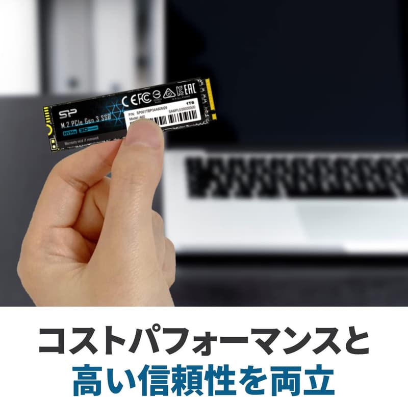 1TB M.2 NVMe SSD（PCIe 3.0×4、3D NAND、5年保証）
