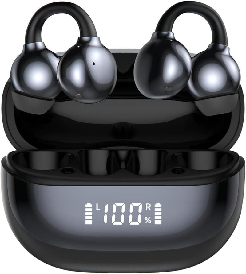 AIノイズキャンセリングワイヤレスイヤホン - Bluetooth 5.4・骨伝導・IPX7防水・80時間再生 (ブラック)