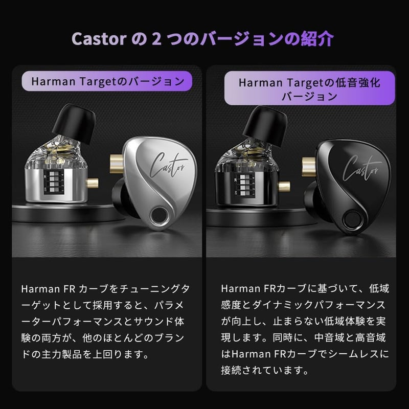 ミュージシャン向け 有線カナル型イヤホン ハイブリッド重低音 2ddチューニングスイッチ シルバー