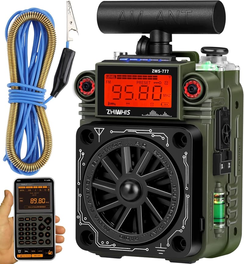 防災アウトドア向け Bluetoothスピーカー ZHIWHIS ZWS-777 FM/AM/SWラジオ機能・重低音・10時間再生・USB-C充電