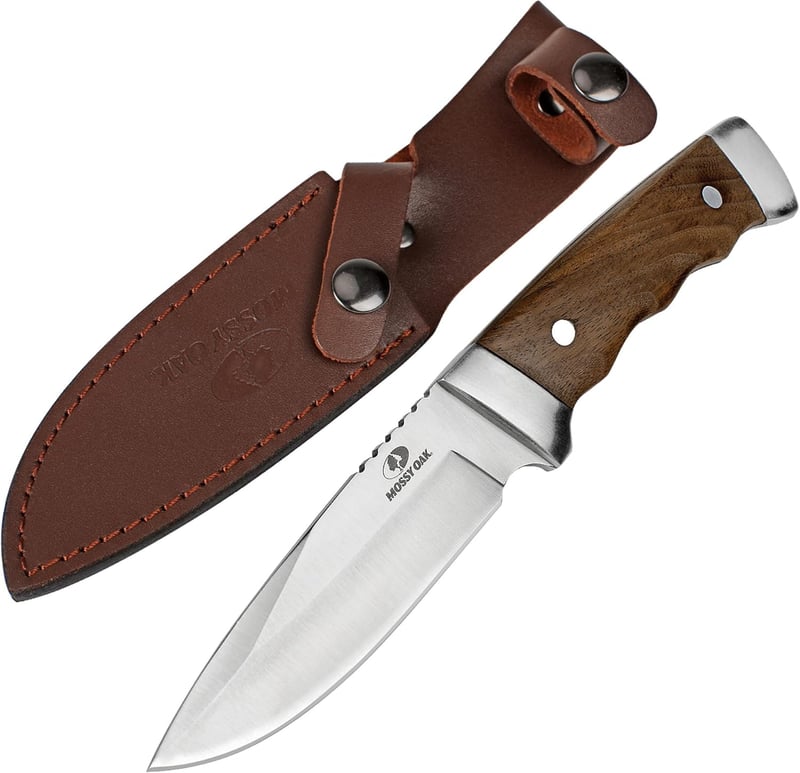 アウトドア用フルタングナイフ 天然ウッドハンドル 225mm シース付き