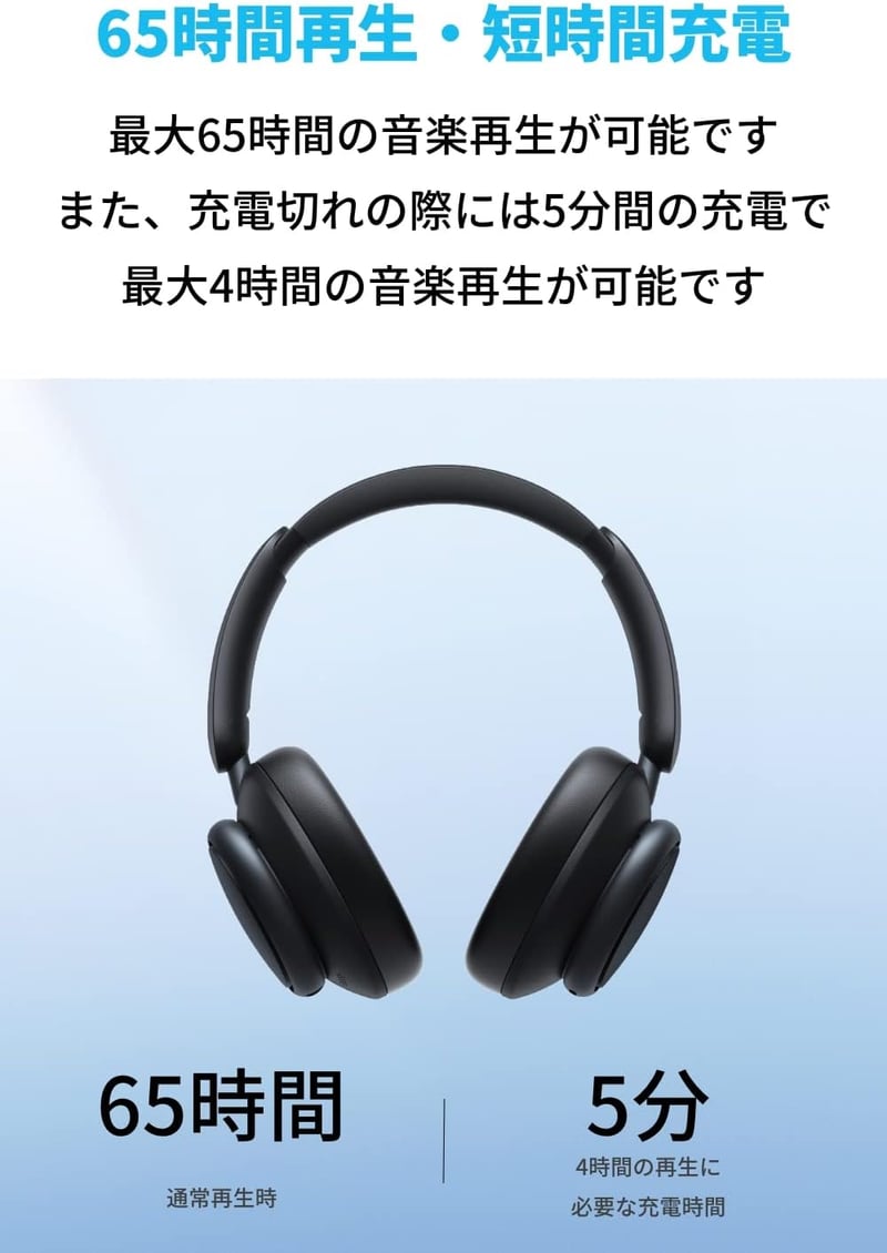 Anker Soundcore Space Q45 ワイヤレスヘッドホン（最大65時間再生、ウルトラノイズキャンセリング、ハイレゾ対応、マルチポイント機能） ブラック