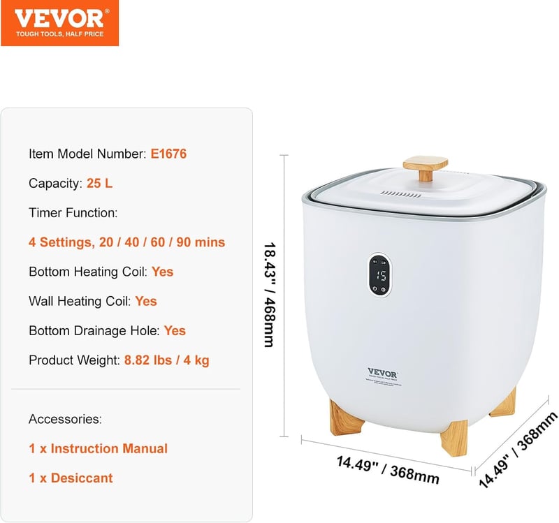 バスルーム用 25L タオルウォーマー 自動シャットオフ付き 2加熱モード