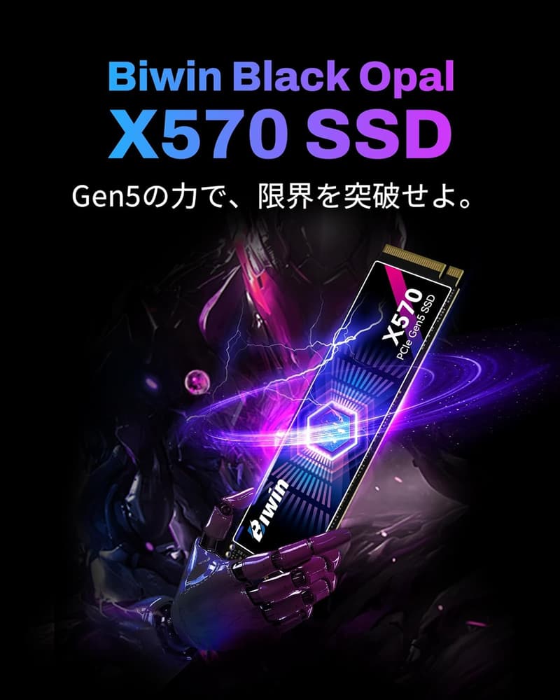 Biwin X570 1TB M.2 NVMe Gen5.0 SSD 最大14500MB/s 片面実装 高耐久 5年保証