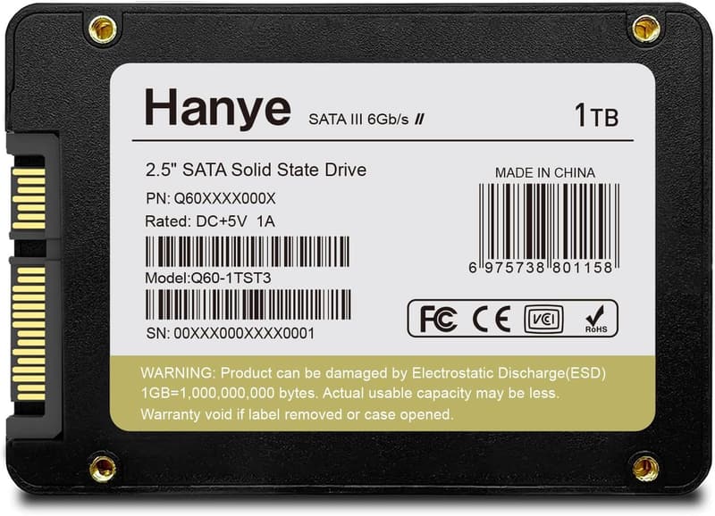 Hanye 1TB 2.5インチ内蔵型SSD SATAIII 6Gb/s 550MB/s【正規代理店品】