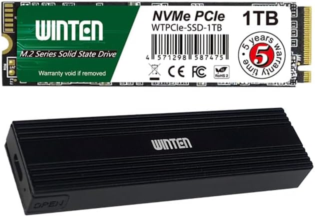 1TB NVMe M.2外付けケースセット PCIe Gen3x4 3D NAND 搭載【日本語説明書・5年保証】