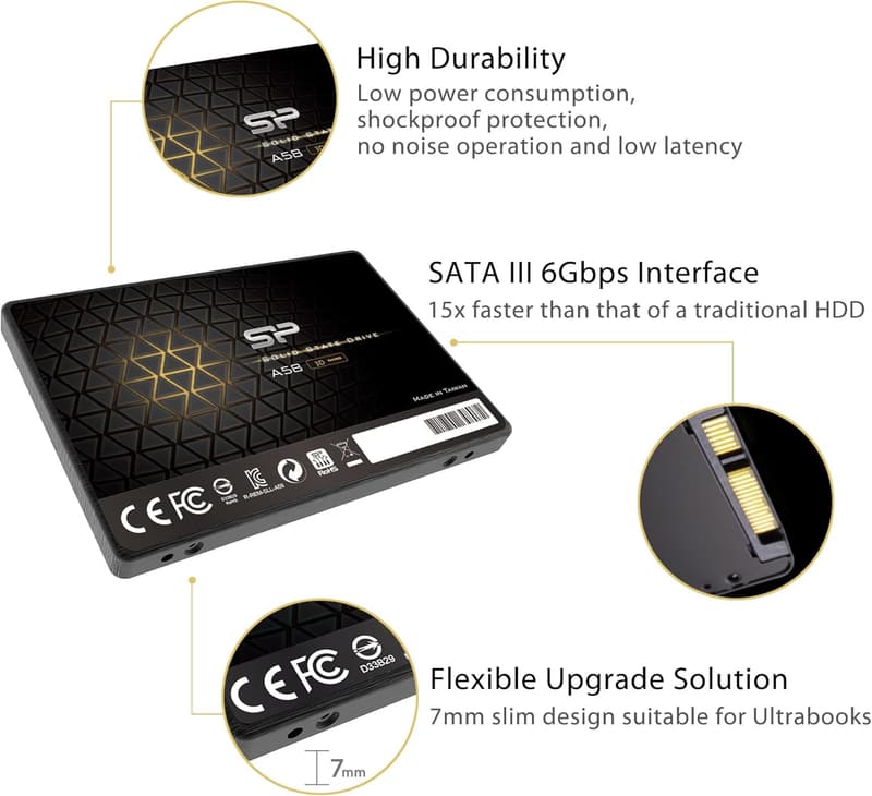 1TB SSD シリコンパワー A58 2.5インチ SATA III 3D NAND