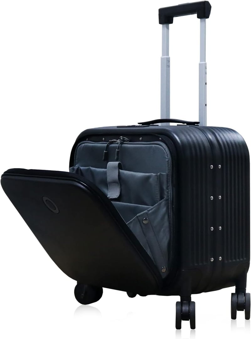 超軽量アルミフレーム スーツケース XSサイズ ブラック フロントオープン 旅行出張用