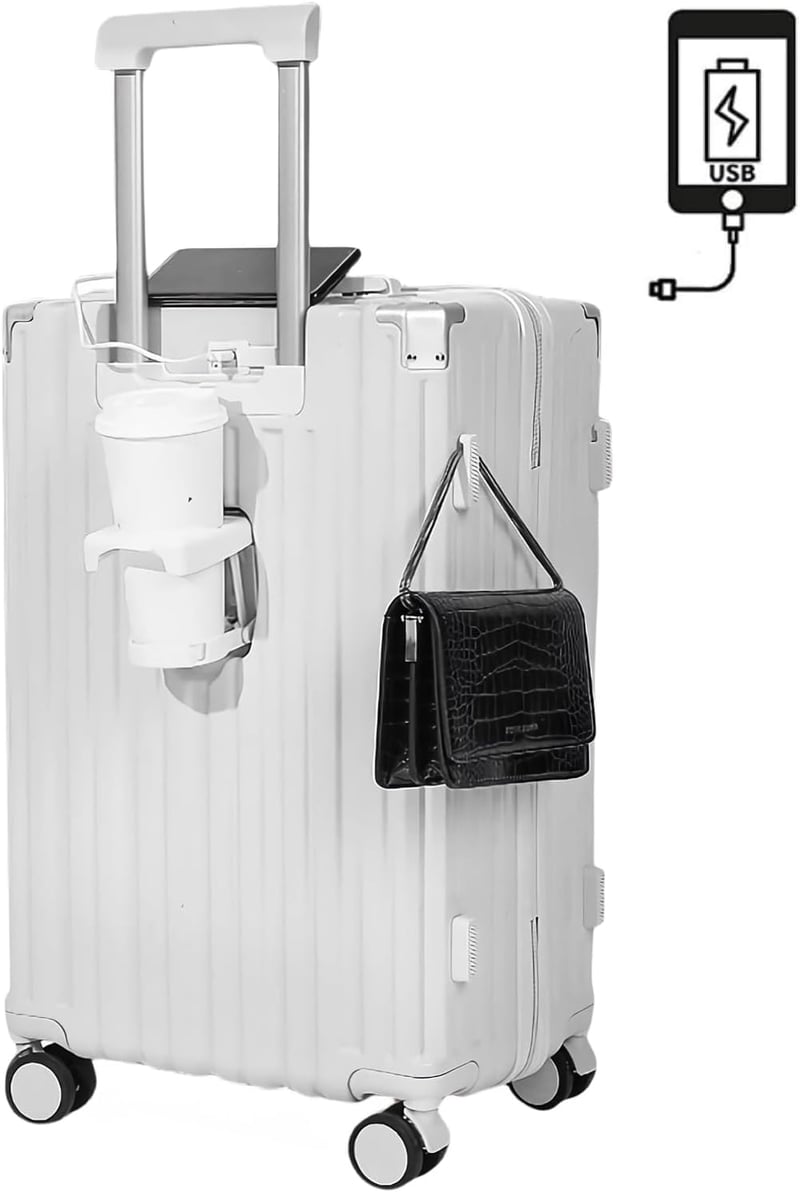 機内持ち込みスーツケース USBポート付き Mサイズ 47L ホワイト