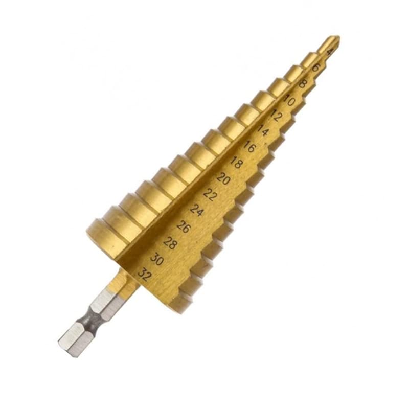 チタンコーティング六角軸ステップドリル HSS鋼 4-32mm