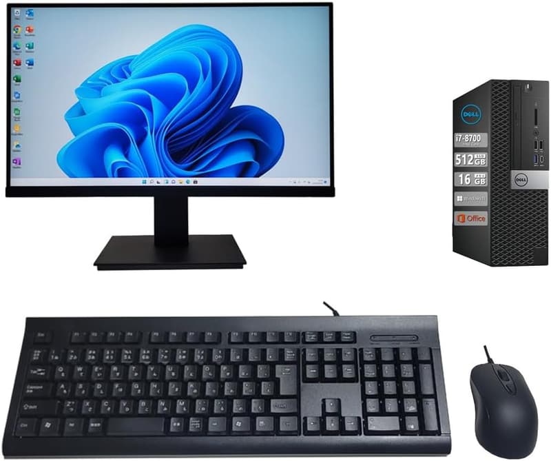 ビジネス向け整備済みデスクトップPCセット（Windows 11 Pro/Office 2021/Core i7/16GB/512GB SSD/27型液晶）