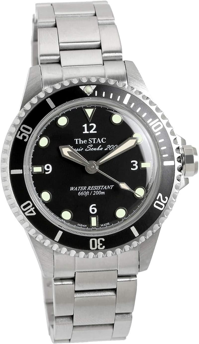 日本製 クラシックダイバーズウォッチ ブラックスイープセコンド 38mm メンズ レディース