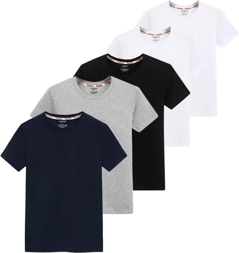 メンズ抗菌防臭 綿100% 半袖クルーネックインナーシャツ 5枚組