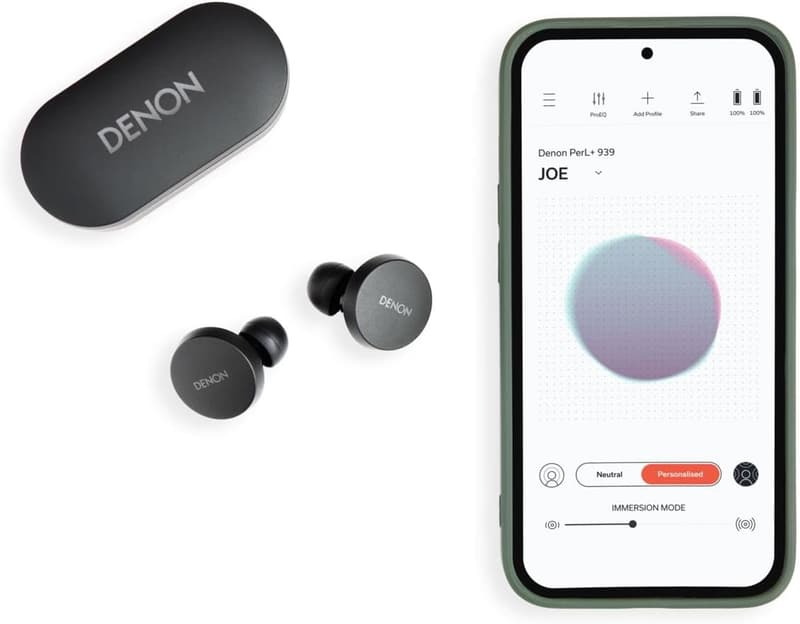 Bluetoothワイヤレスイヤホン Denon AH-C15PL ブラック パーソナライズ機能・アダプティブノイズキャンセリング・ワイヤレス充電対応