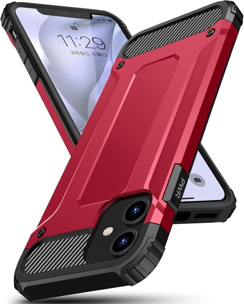iPhone 11 用 軽量耐衝撃ケース TPU+PC二重構造 カメラ保護 赤