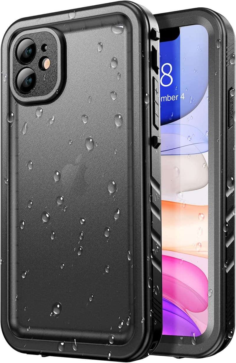 iPhone 11用 IP68防水ケース - 360°全面保護・耐衝撃・無線充電対応（ブラック）