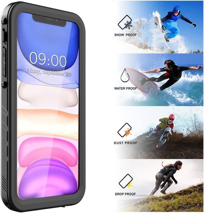 iPhone 11用 IP68防水ケース - 360°全面保護・耐衝撃・無線充電対応（ブラック）