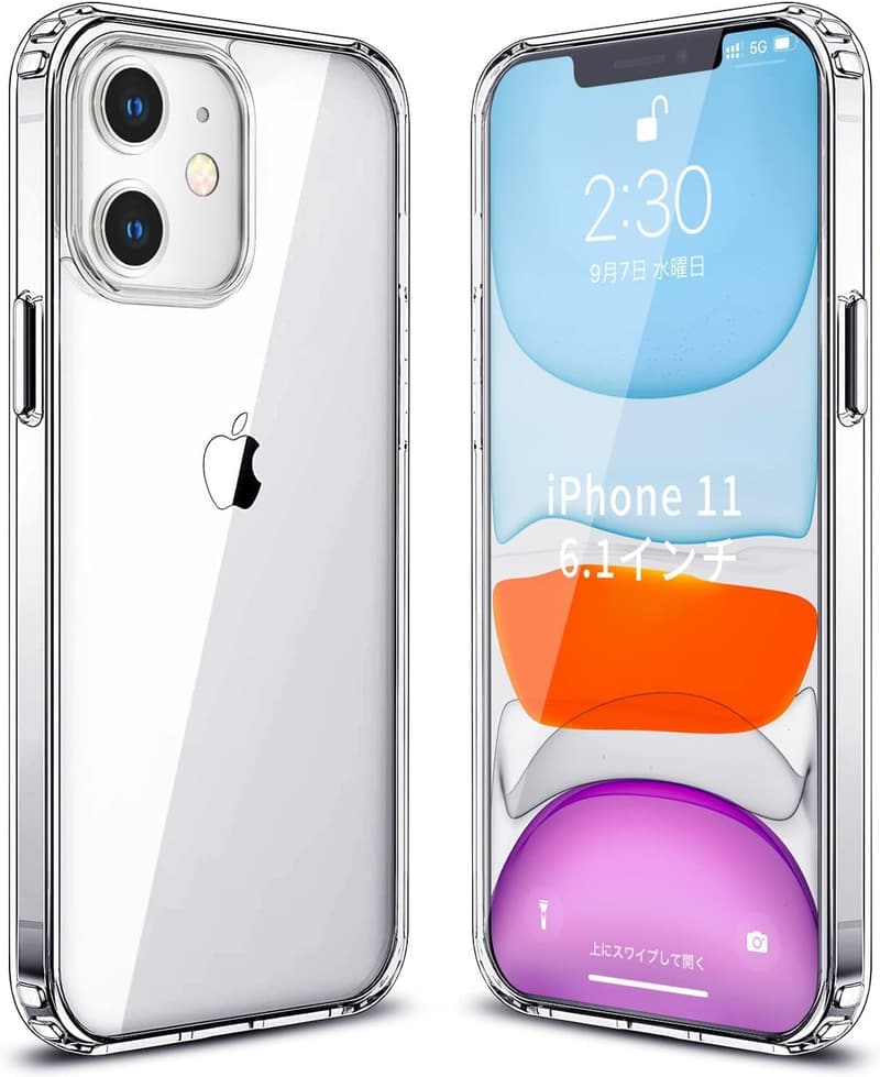 iPhone11用クリアケース 耐衝撃 軽量 薄型 米軍MIL規格 Qi無線充電 Magsafe対応 TPUバンパー付き