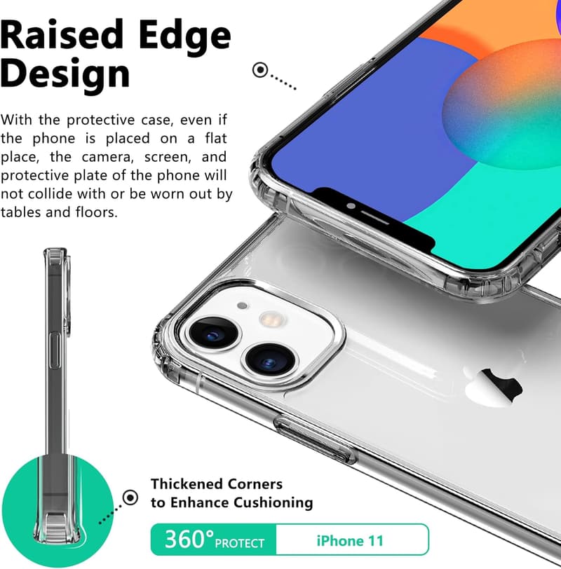 iPhone11用超透明ハードケース 米軍MIL規格 超耐衝撃エアバッグ付き クリスタルクリア
