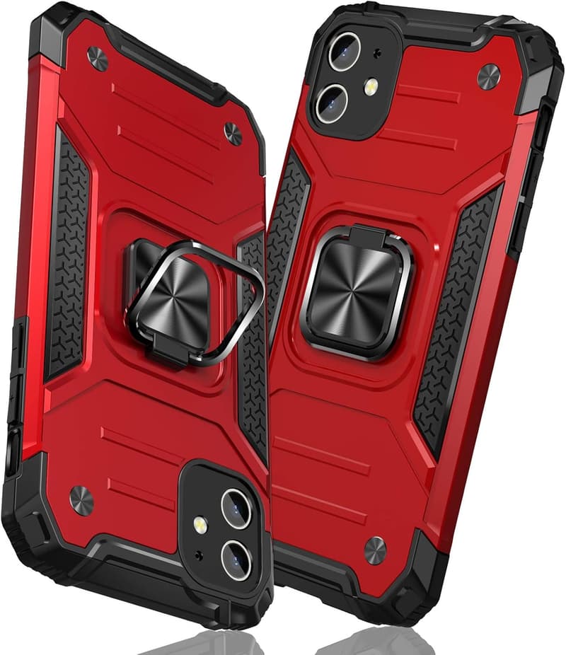 iPhone 11用耐衝撃TPU+PCバンパーケース 赤 軽量薄型 6.1インチ 滑り防止