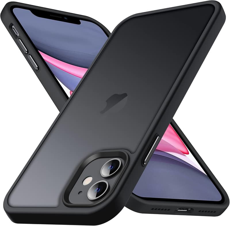 iPhone 11用 半透明耐衝撃マットケース（滑り止め・指紋防止・ストラップホール付き）