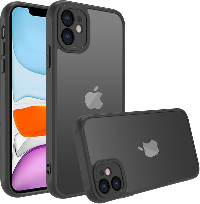 iPhone 11 用耐衝撃マットケース 指紋防止・滑り止め ブラック