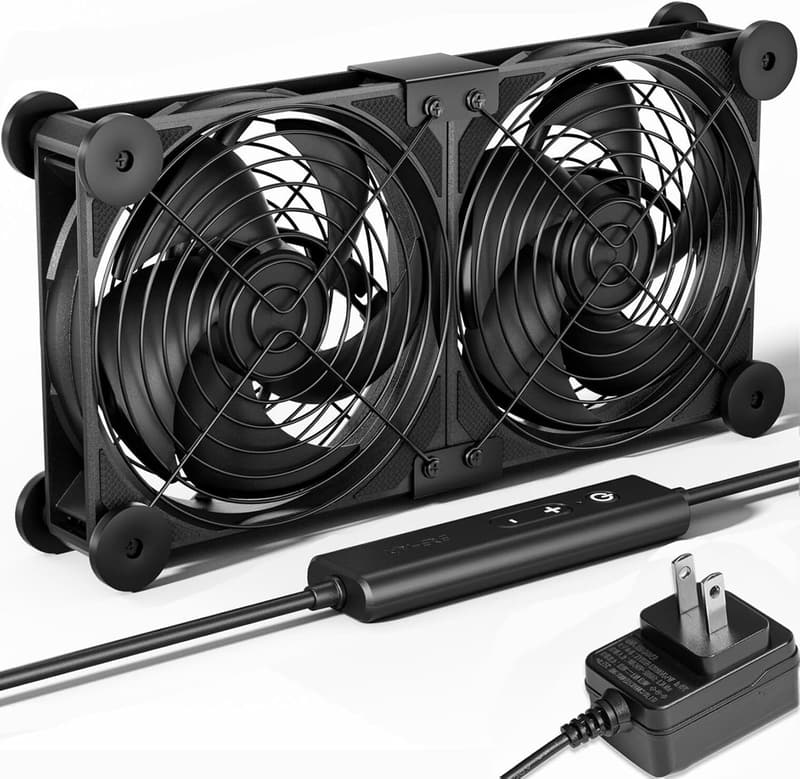 AC電源 12cm 2連冷却ファン 強力PC用静音ミニ送風機【U2DC2】