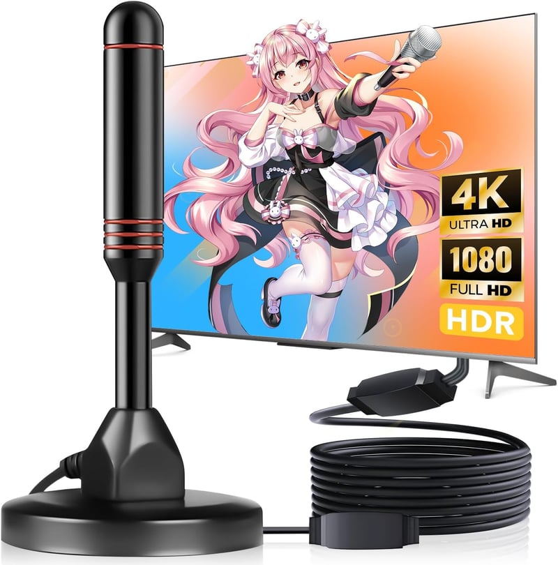 室内テレビアンテナ 360度全方位受信・500KM範囲対応 USB式 薄型・高感度